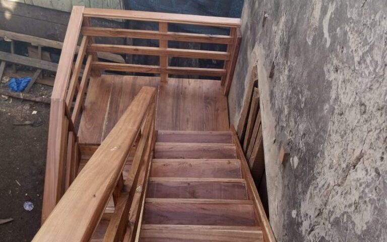 The top view of the renovated staircase at the children's school.